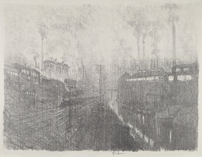 Aften i ammunitionslandet, 1916. af Joseph Pennell