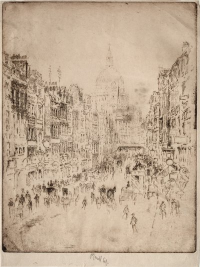 Fleet Street, op til St. Pauls, 1896. af Joseph Pennell