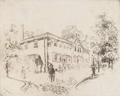 Fourth Street, Meeting House, Philadelphia, 1920. af Joseph Pennell