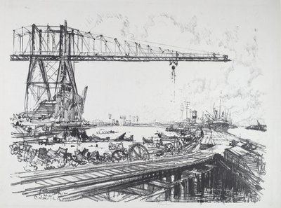 Franske kanal og amerikanske traner, 1912. af Joseph Pennell