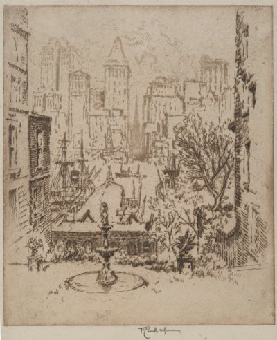 Fra Clark Street til Wall Street, 1924 af Joseph Pennell