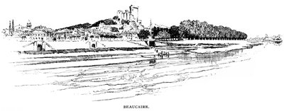 Oversigt over Beaucaire med udsigt over Rhone. Gravering af Joseph Pennell. af Joseph Pennell