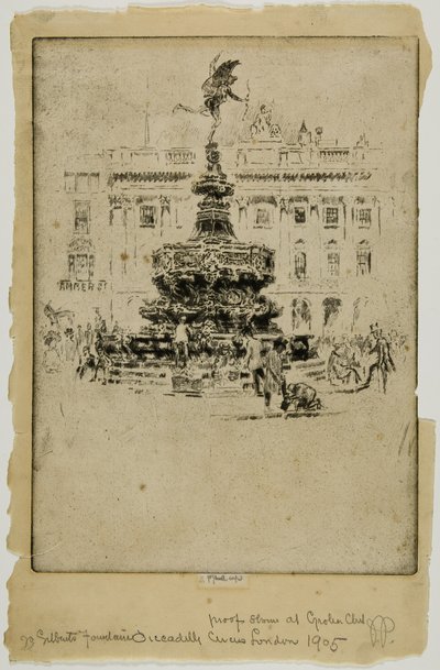 Gilberts monument, Piccadilly Circus af Joseph Pennell