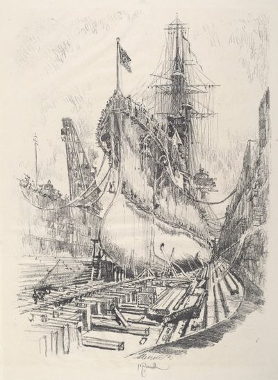 I tørdokken, 1917. af Joseph Pennell