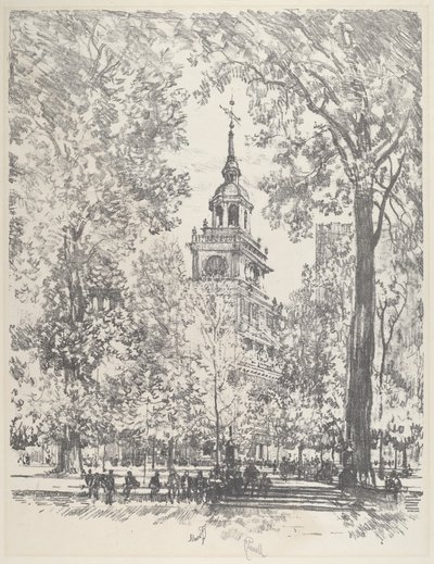 Uafhængighedspladsen og statshuset, 1912. af Joseph Pennell