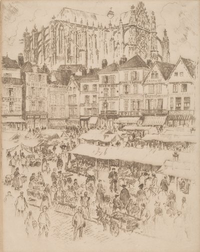 Place, Beauvais, 1907. af Joseph Pennell