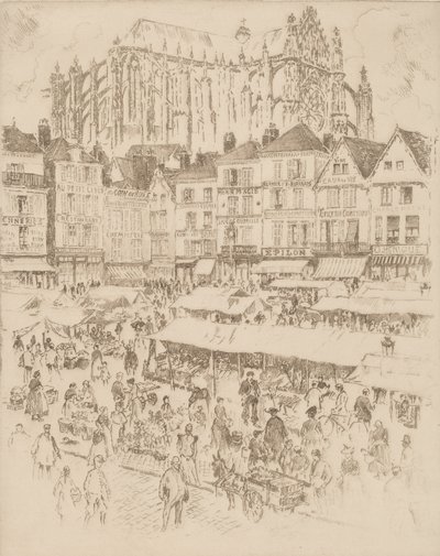 Place, Beauvais, 1907. af Joseph Pennell