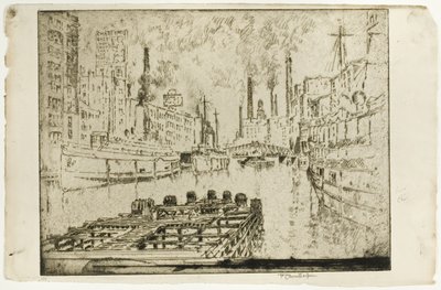 Lake Steamers, Chicago af Joseph Pennell