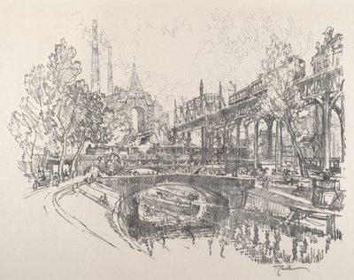 Landwehr-kanalen, Berlin, 1921. af Joseph Pennell