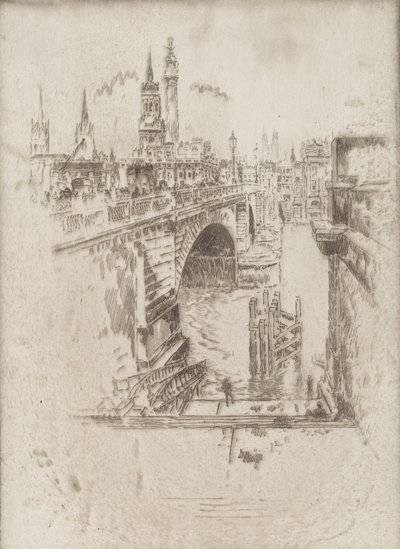 London Bridge Stairs, 1903. af Joseph Pennell