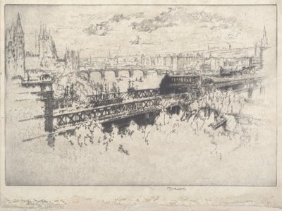 London over Charing Cross Bridge af Joseph Pennell