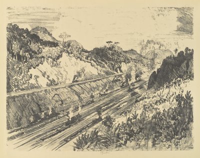 Looking Up the Cut fra Bad Obispo af Joseph Pennell