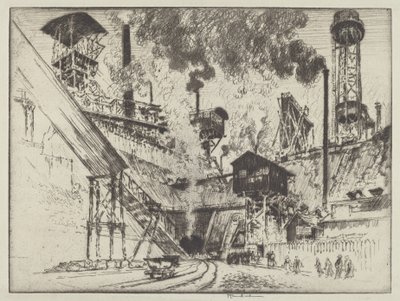 Minemundingen, Ruhrort nær Oberhausen af Joseph Pennell
