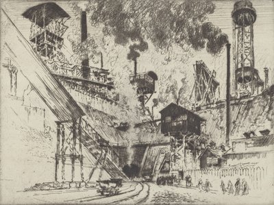 Minemundingen, Ruhrort nær Oberhausen, 1910. af Joseph Pennell