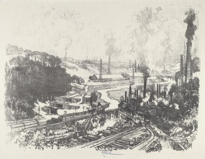 Ammunitionsværk, 1916. af Joseph Pennell