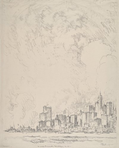 New York fra Brooklyn, 1910. af Joseph Pennell