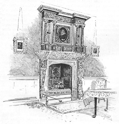 Old Charterhouse: Mantelpiece i Masters Lodge, 1886 af Joseph Pennell