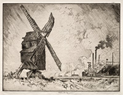 Old and New Mills, Valenciennes, Frankrig af Joseph Pennell