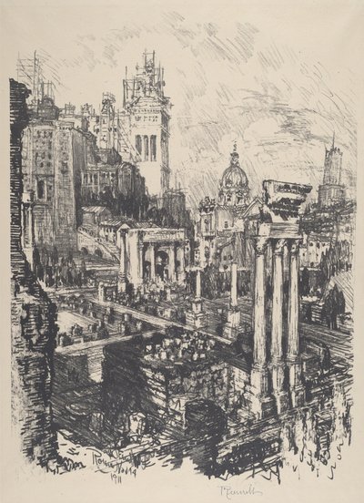 Det gamle og det nye Rom, Victor Emanuel-monumentet, 1911. af Joseph Pennell