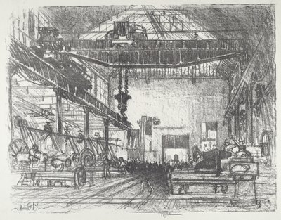 Planing Big Shells, 1916. af Joseph Pennell