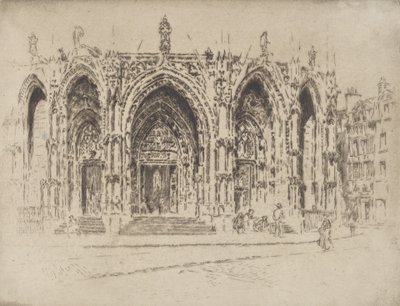 Porch of San Maclou, Rouen, 1907. af Joseph Pennell