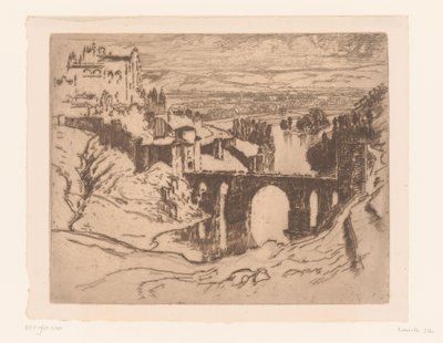 Alcantara-broen i Toledo St. Martins bro, Toledo af Joseph Pennell