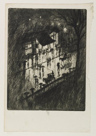 Rainy Night, Charing Cross Shops, 1903 af Joseph Pennell