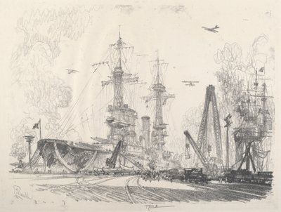 Klar til at starte, 1917. af Joseph Pennell
