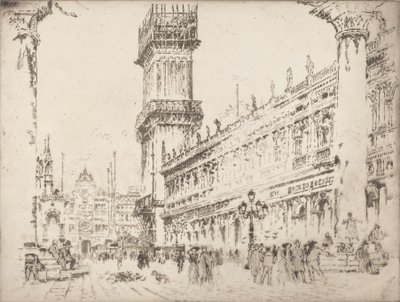 Genopbygning af Campanile, Venedig, No.II, 1911. af Joseph Pennell