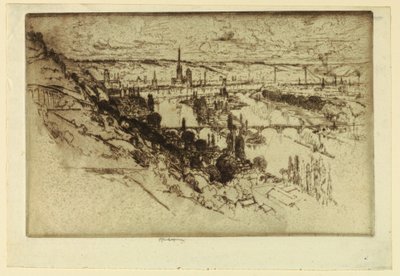 Rouen fra Bon Secours af Joseph Pennell