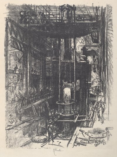 Shaping a Gun from a Ingot, 1917. af Joseph Pennell