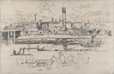 Shot Tower between the Bridges, 1910. af Joseph Pennell