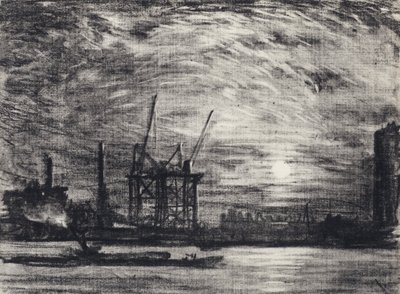 Solnedgang over Waterloo af Joseph Pennell