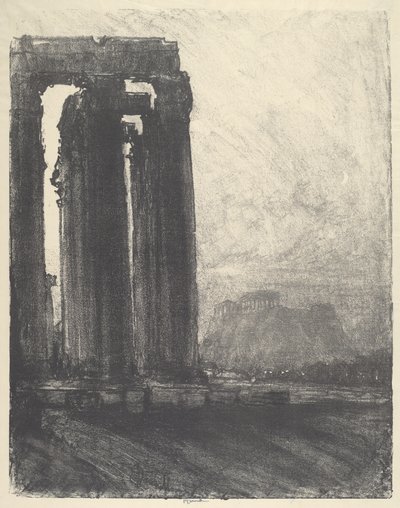 Jupiters tempel, aften, 1913. af Joseph Pennell