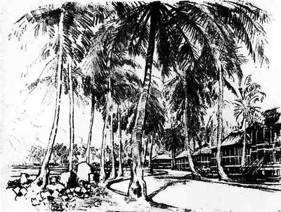 The American Quarter, plade I fra Panamakanalen af Joseph Pennell, 1912 (kul på papir) af Joseph Pennell