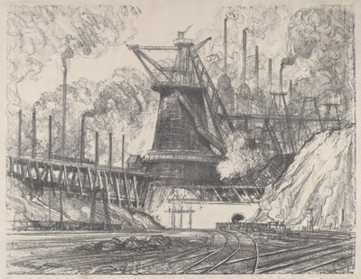 The Big Mill, Gary, Indiana, 1915. af Joseph Pennell