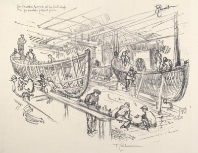 Bådebyggerne, 1917. af Joseph Pennell
