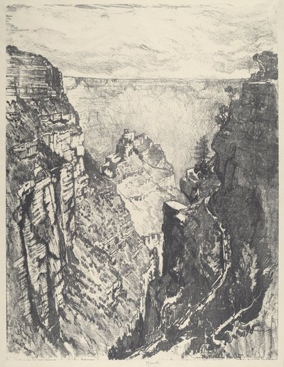 The Bright Angel Trail, 1912. af Joseph Pennell