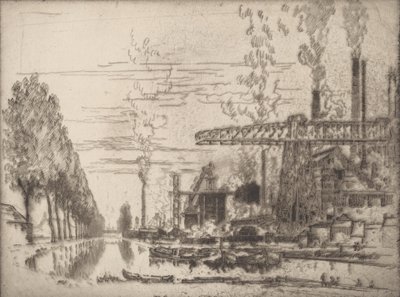 Bruxelles-kanalen, A Modern Hobbema, 1910. af Joseph Pennell