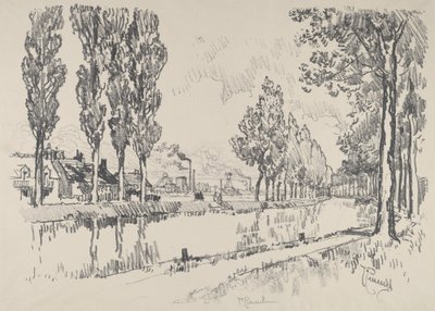 Kanalen ved Blanzy, Frankrig, 1911. af Joseph Pennell