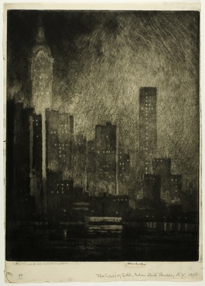 The Cross of Gold, Cedar Street Building af Joseph Pennell