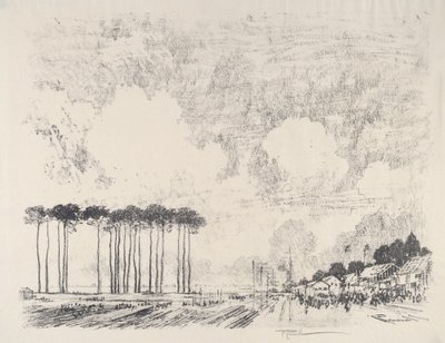 The Embarkation Camp, Classic Grove, 1917. af Joseph Pennell