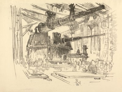 The English War Series: W. 448 Fitting Guns in Turrets af Joseph Pennell