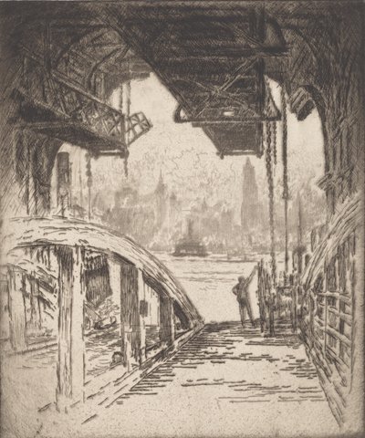Færgehuset, 1919. af Joseph Pennell