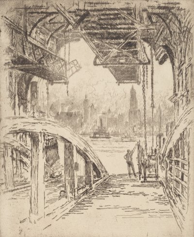 Færgehuset, 1919. af Joseph Pennell