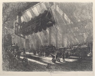 Det flyvende lokomotiv, 1917. af Joseph Pennell