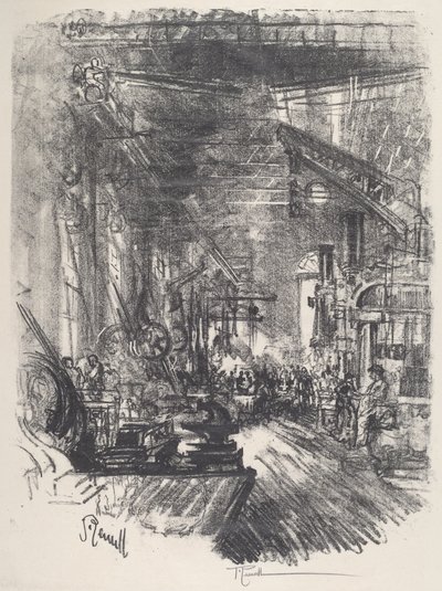 Smederne, 1917. af Joseph Pennell