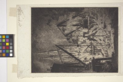 Fundamenterne ved katedralen (ætsning og tørnål) af Joseph Pennell
