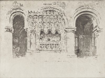 Grundlæggerens grav, Saint Bartholomew den Stores kirke, 1903. af Joseph Pennell
