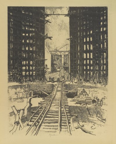 Portene til Pedro Miguel Lock, 1912 af Joseph Pennell